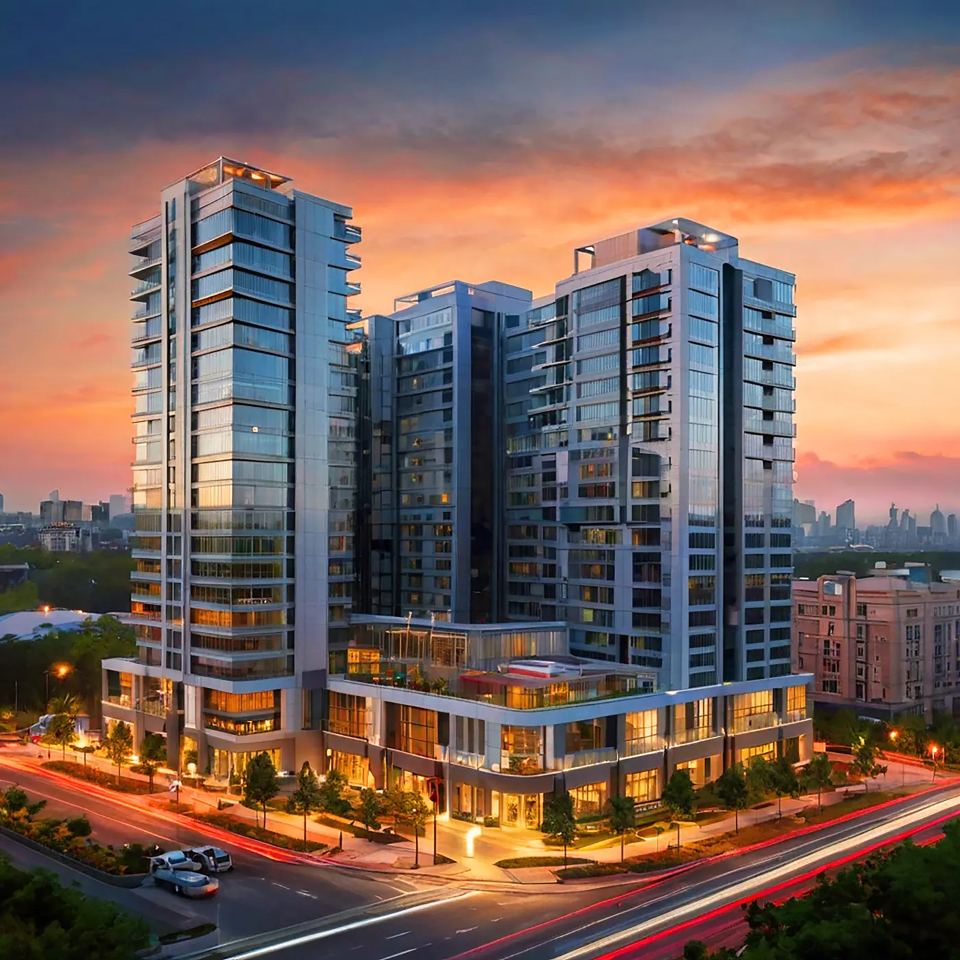 Modern real estate development representing SRK Realtech's advisory focus