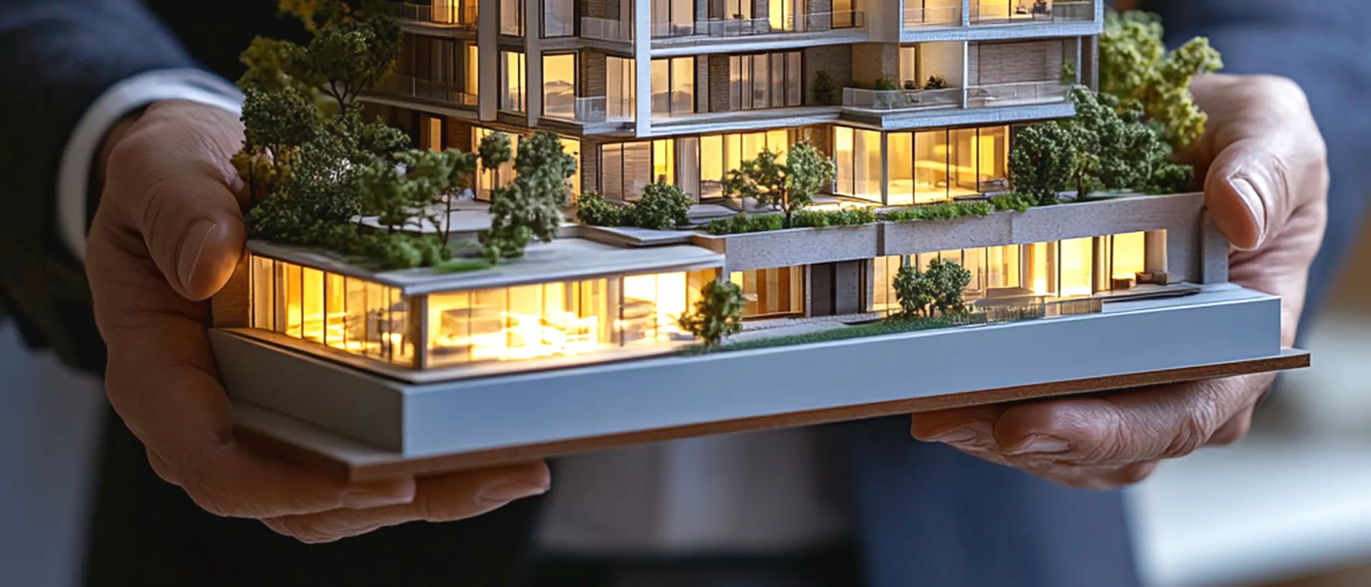 Property advisor presenting a home model to a seller